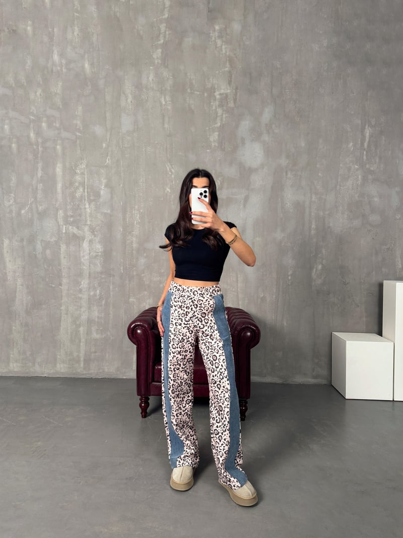 CSM Leopar Denim Karışımlı Pantolon