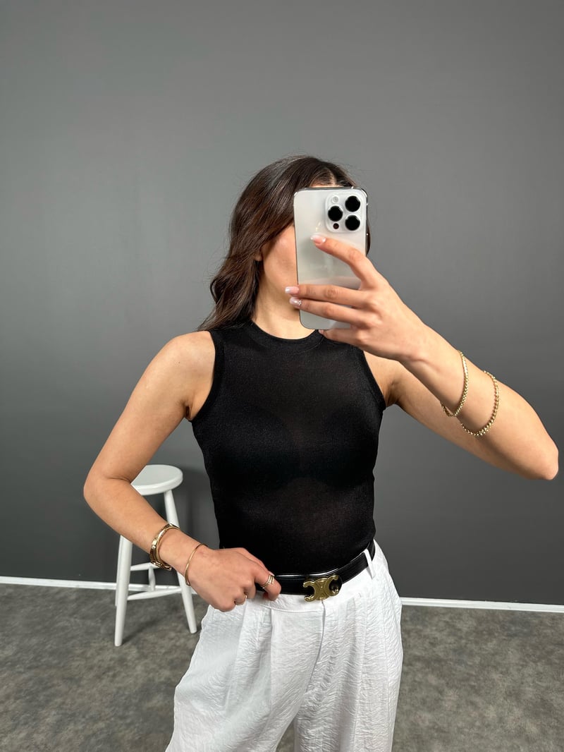 Siyah Simli Halter Atlet 
