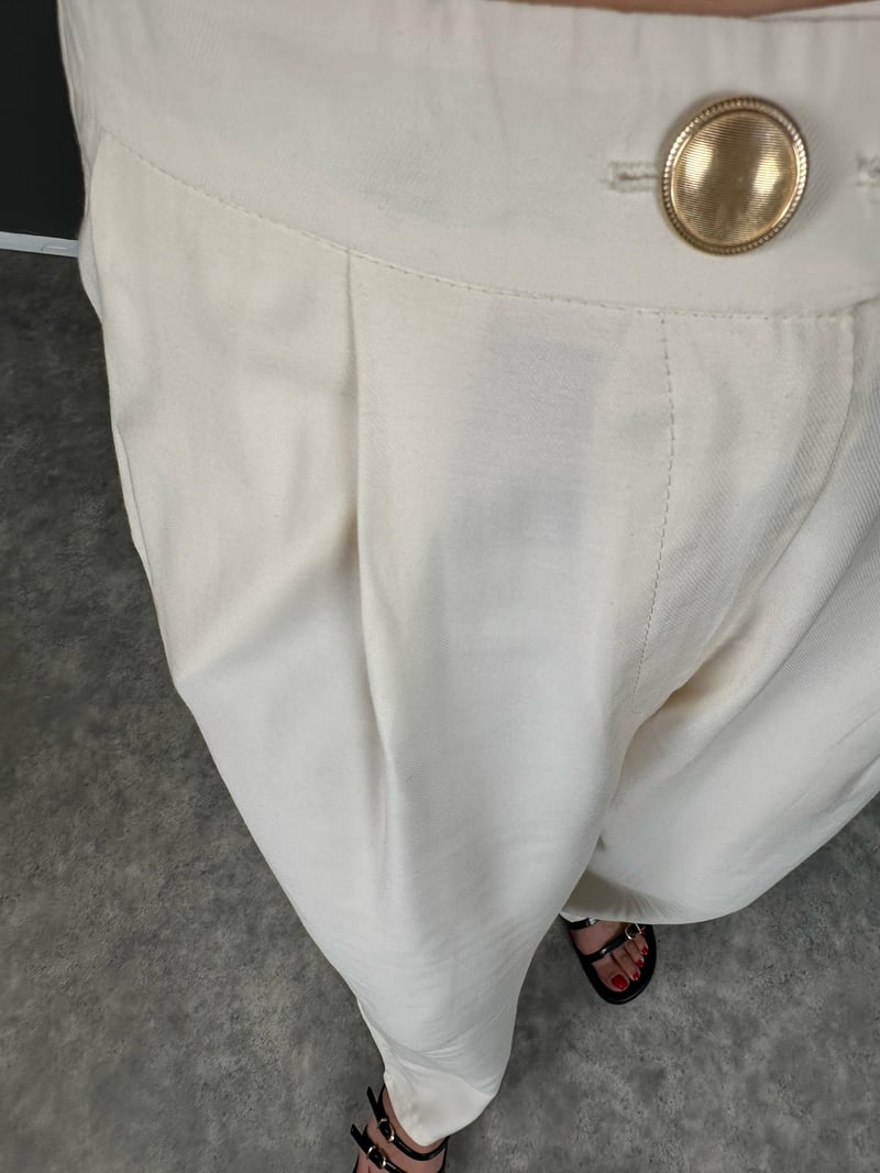 Fortuo Ekru Gold Düğmeli Premium Pantolon 