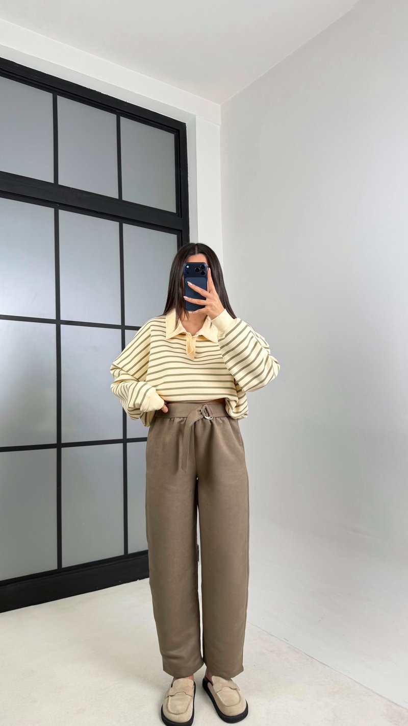 Vizon Kuşaklı Süet Pantolon GAUS-00829