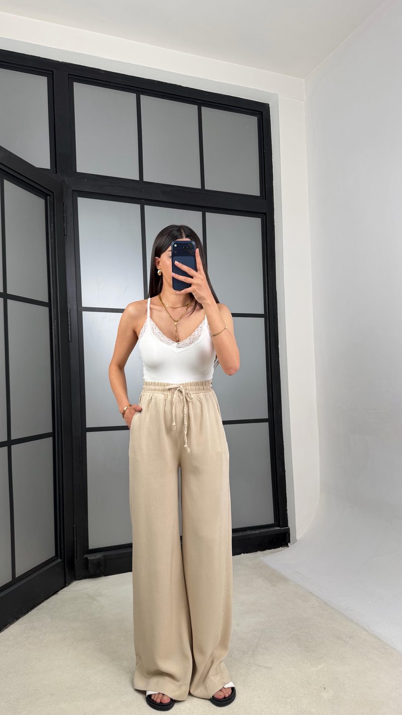 Taş Beli Lastikli Tencel Denim Pantolon GAUS-01474