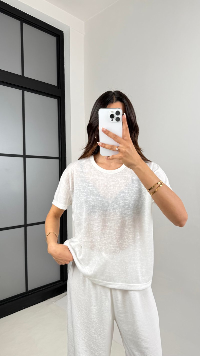 Beyaz Bisiklet Yaka MD Muadil Basic Tshirt Gaus00572