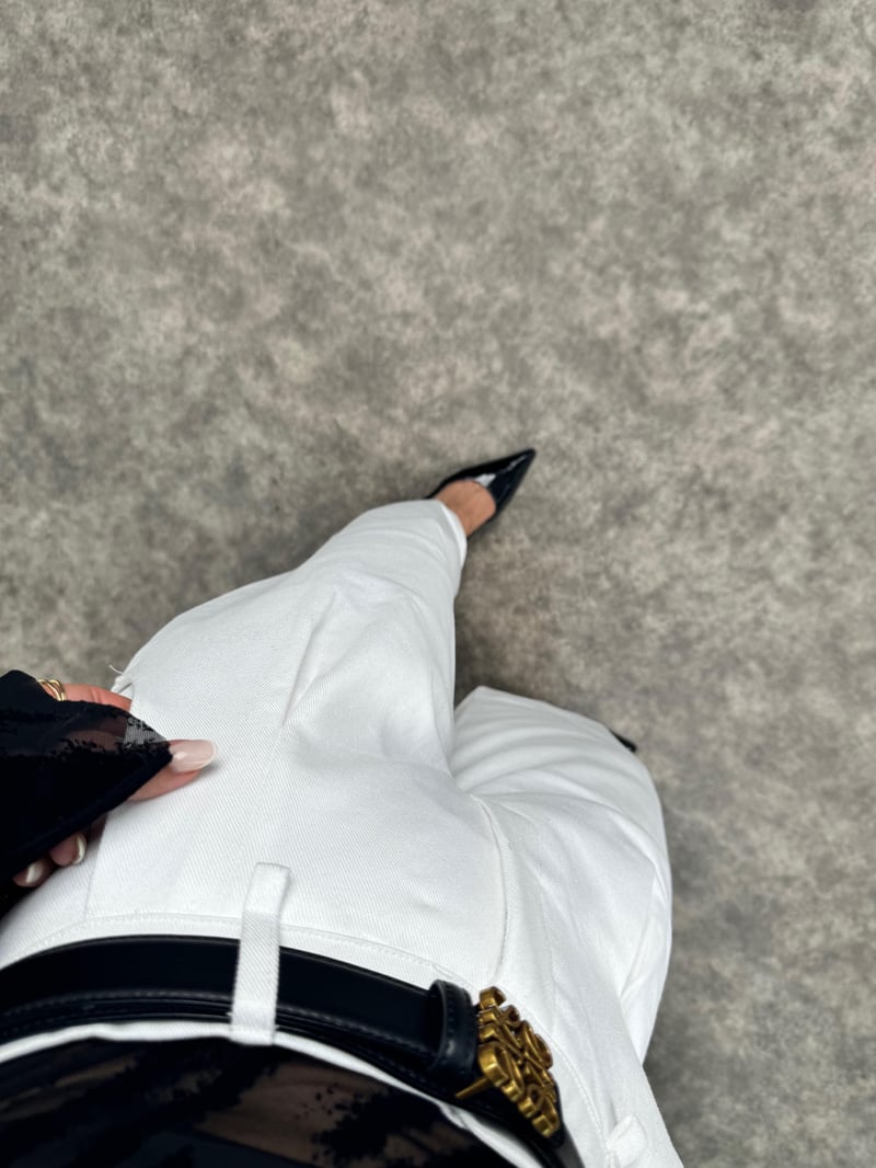 Sug White Gabardine Carrot Pants