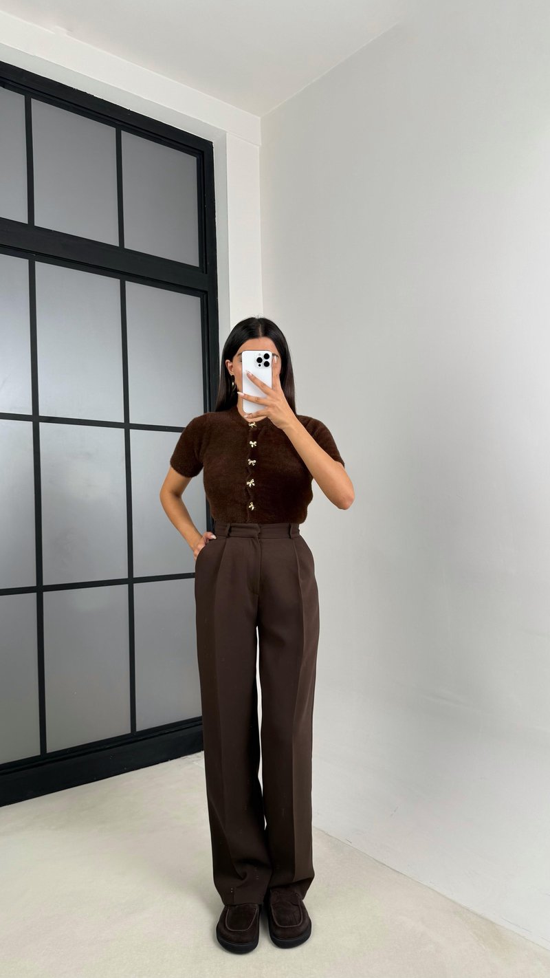 Acı Kahve Cep Detaylı Kumaş Pantolon GAUS-00140