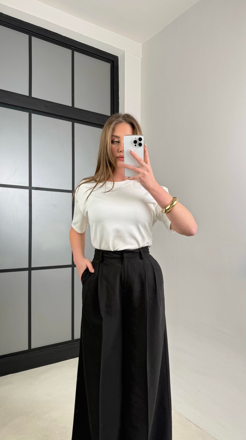 Siyah Cep Detaylı Tencel Pantolon GAUS-00992