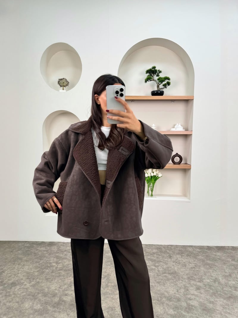 Rena Kahve ZR Model İçi Kürklü Ceket