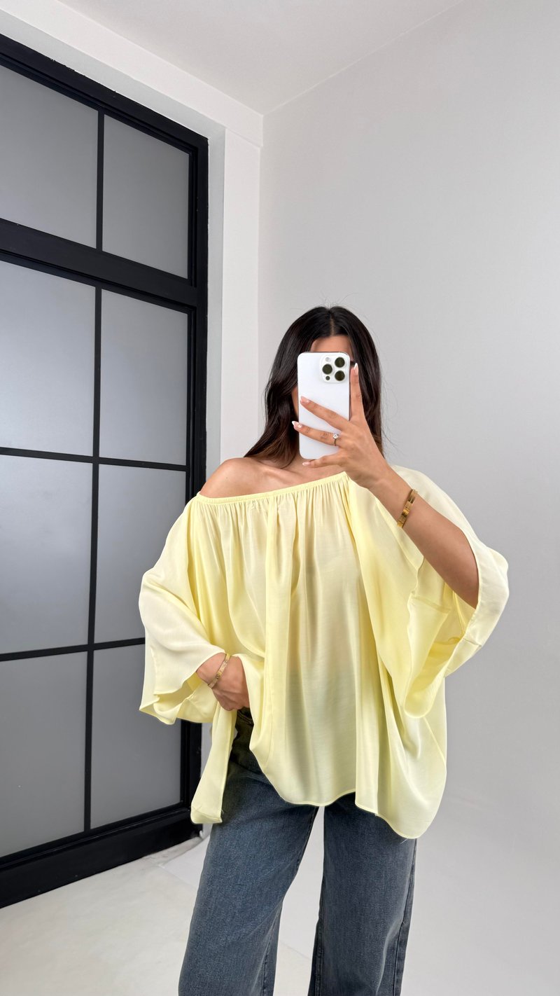 Sarı Yarasa Kol Şifon Bluz Gaus00574