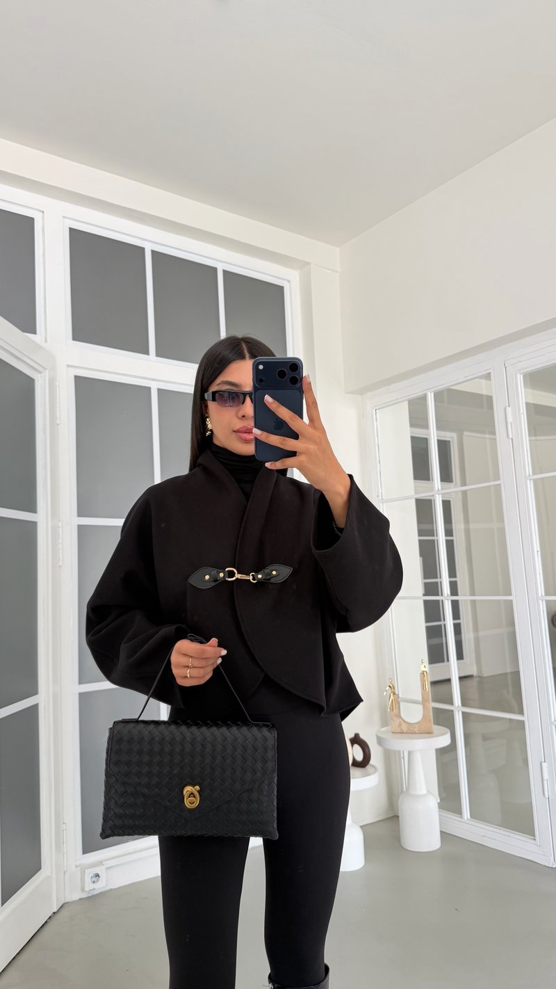 Siyah Tokalı Kaşe Premium Ceket GAUS-02102