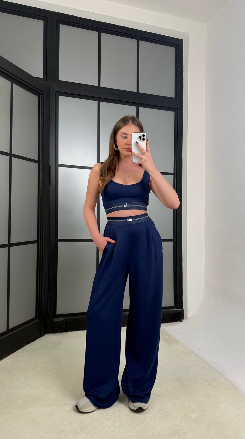 Lacivert Crop Pantolon İkili Muadil Takım GAUS-01254