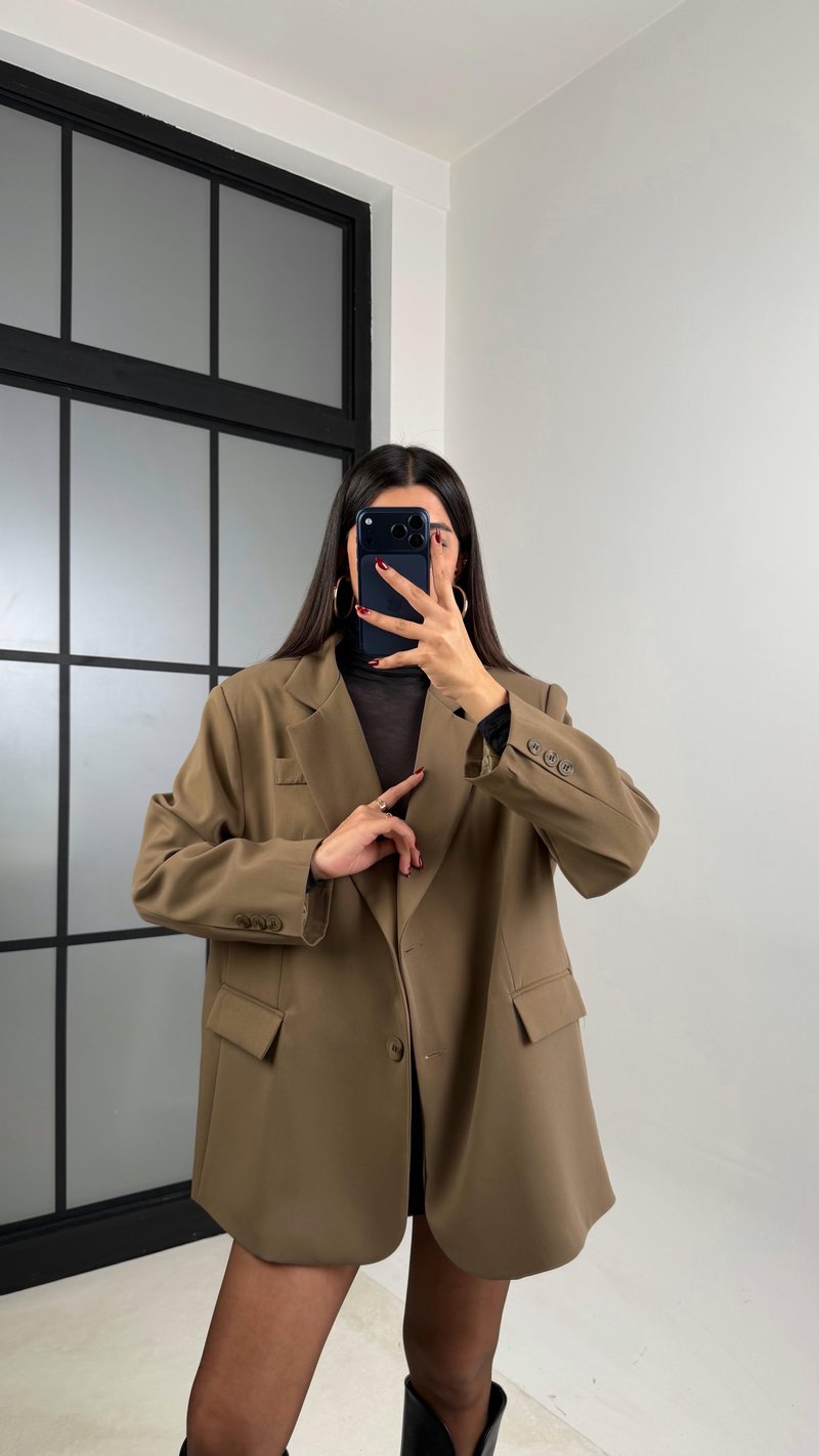 Vizon Astarlı Vatkalı Blazer Ceket GAUS-00610