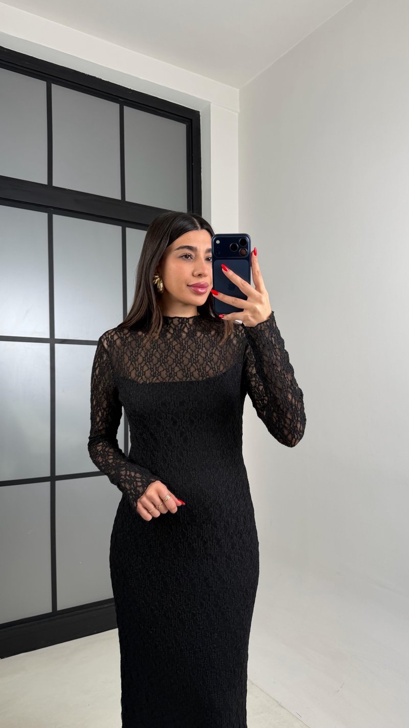 Siyah Astarlı Dantel Elbise GAUS-00957