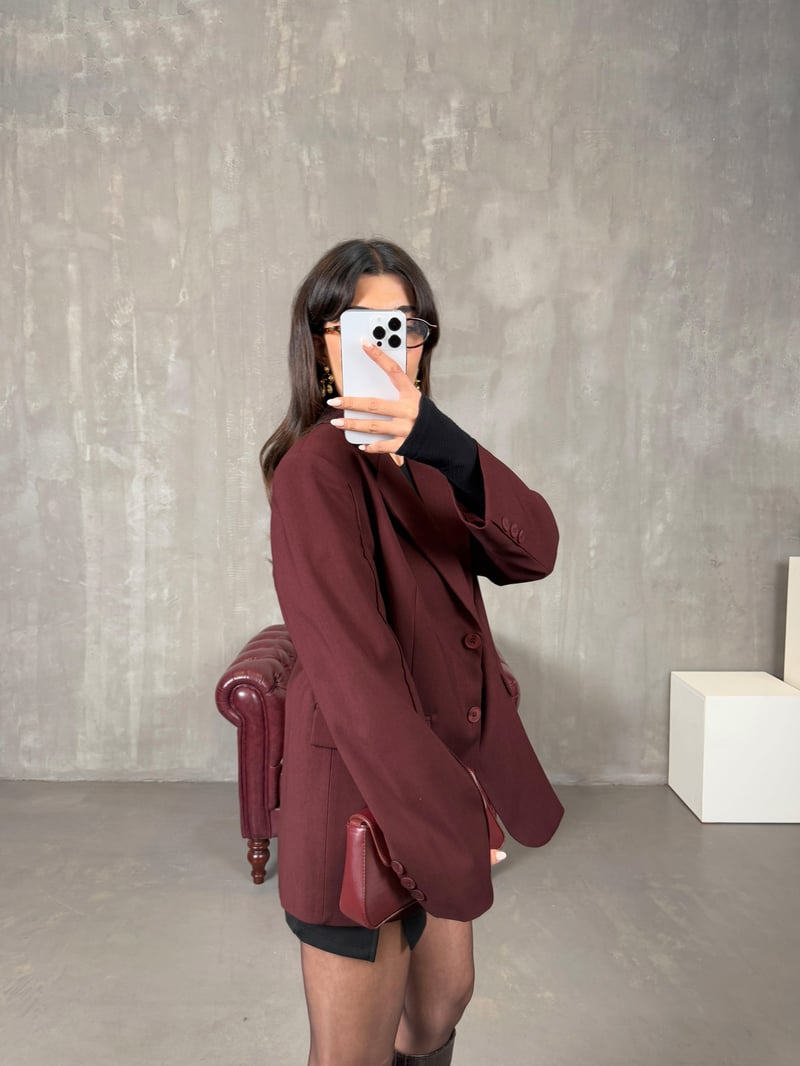 Lenora Bordo Astarlı Blazer Ceket