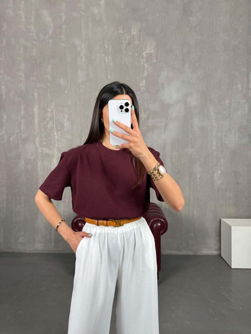 Bordo Bisiklet Yaka Tshirt Gaus00250