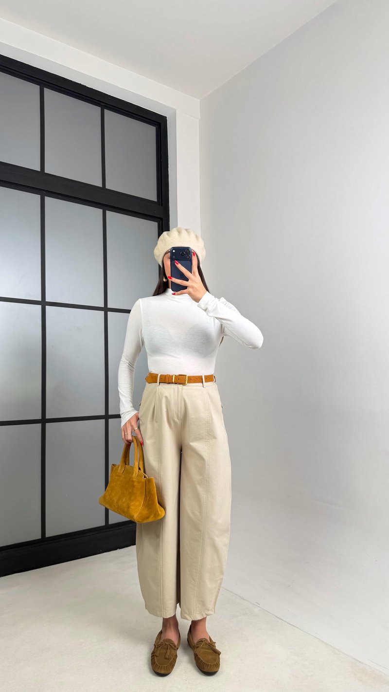 Taş Beli Lastikli Poplin Balon Pantolon GAUS-00915