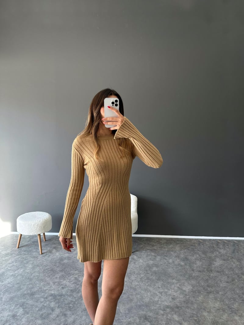 Marini Camel Triko Elbise