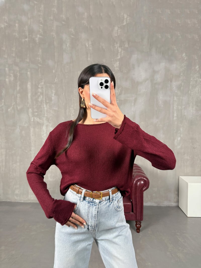 Nebra Bordo MD Muadil İnce Triko