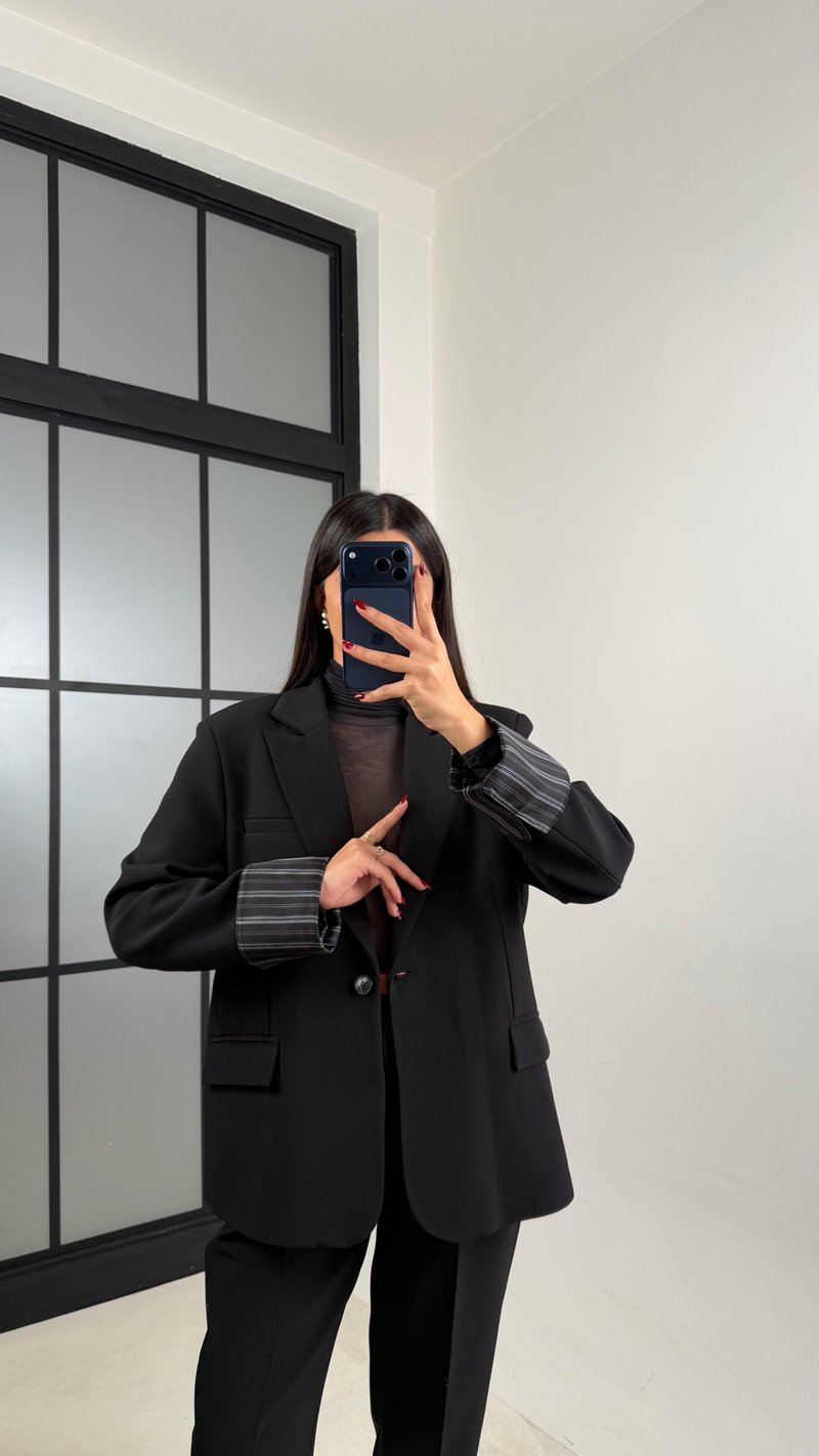 Siyah Vatkalı Astarlı Blazer Ceket GAUS-00729