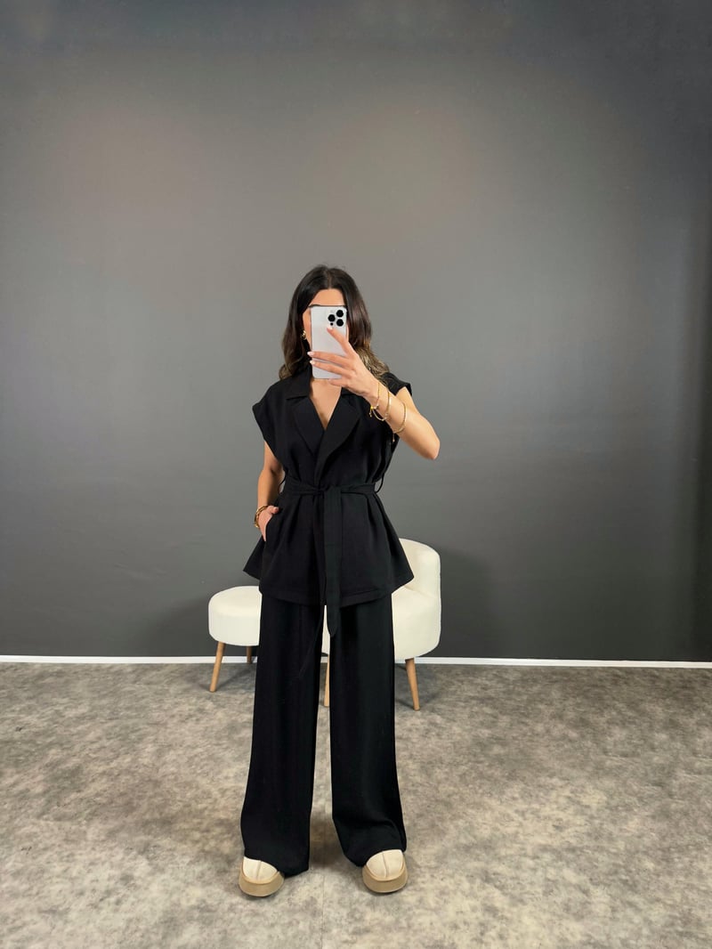 Liu Siyah Zr Model Yelekli İkili Takım