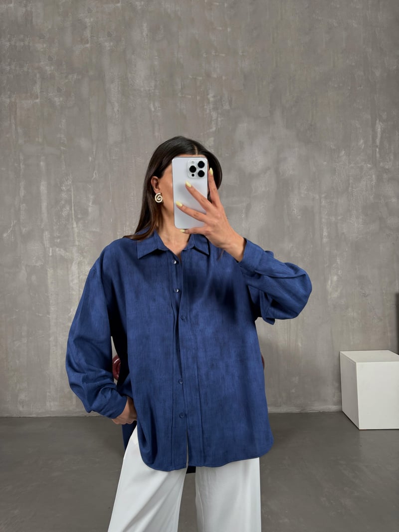Lacivert Oversize Gömlek Gaus00146