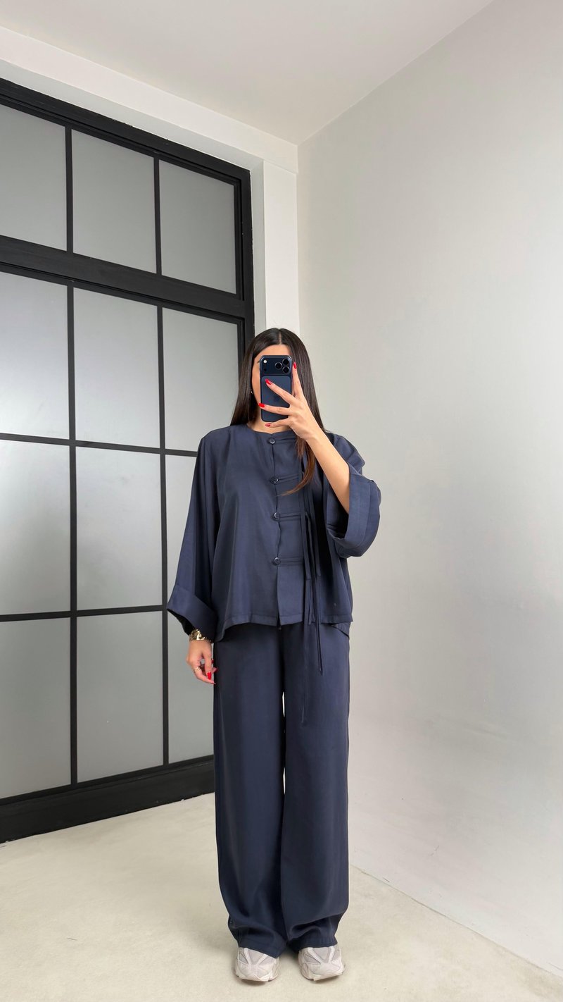 Lacivert Püsküllü Muadil Modal Takım GAUS-00998