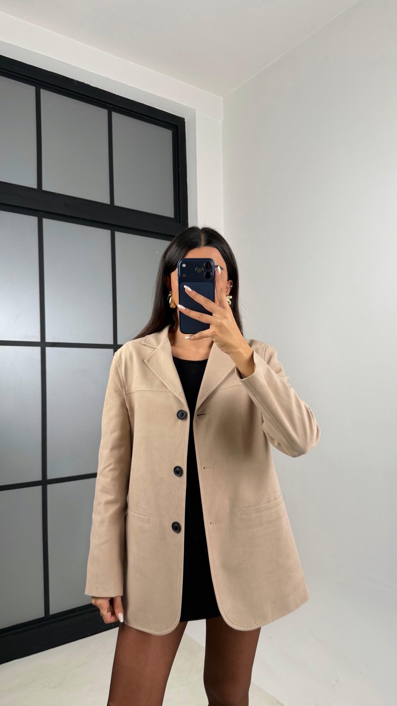 Vizon Astarlı Blazer Süet Ceket GAUS-00605
