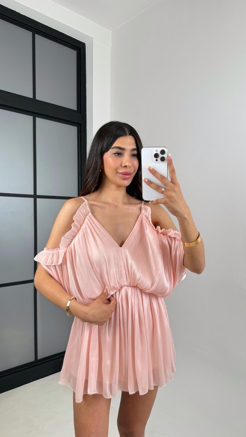 Pembe Ayarlanabilir Askılı Parlak Şifon Tasarım Tulum Gaus00620