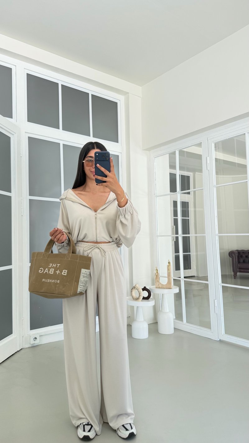 Taş Kapüşonlu Hırka Beli Lastikli Pantolon İkili Takım GAUS-01901
