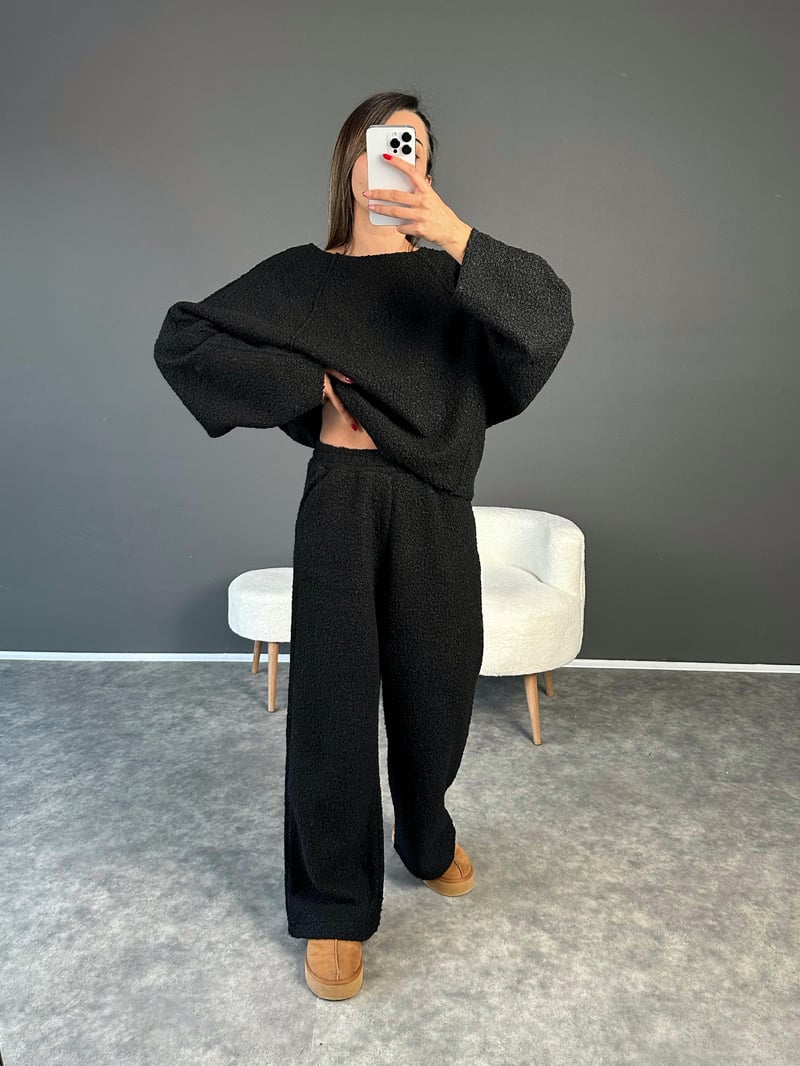 Kylie Siyah Teddy Buklet İkili Takım