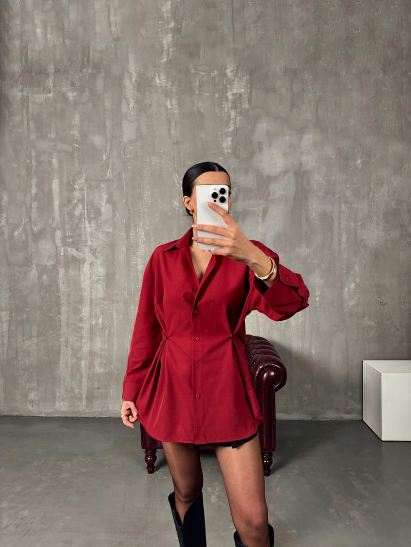 Athen Bordo ZR Model Oversize Tasarım Gömlek