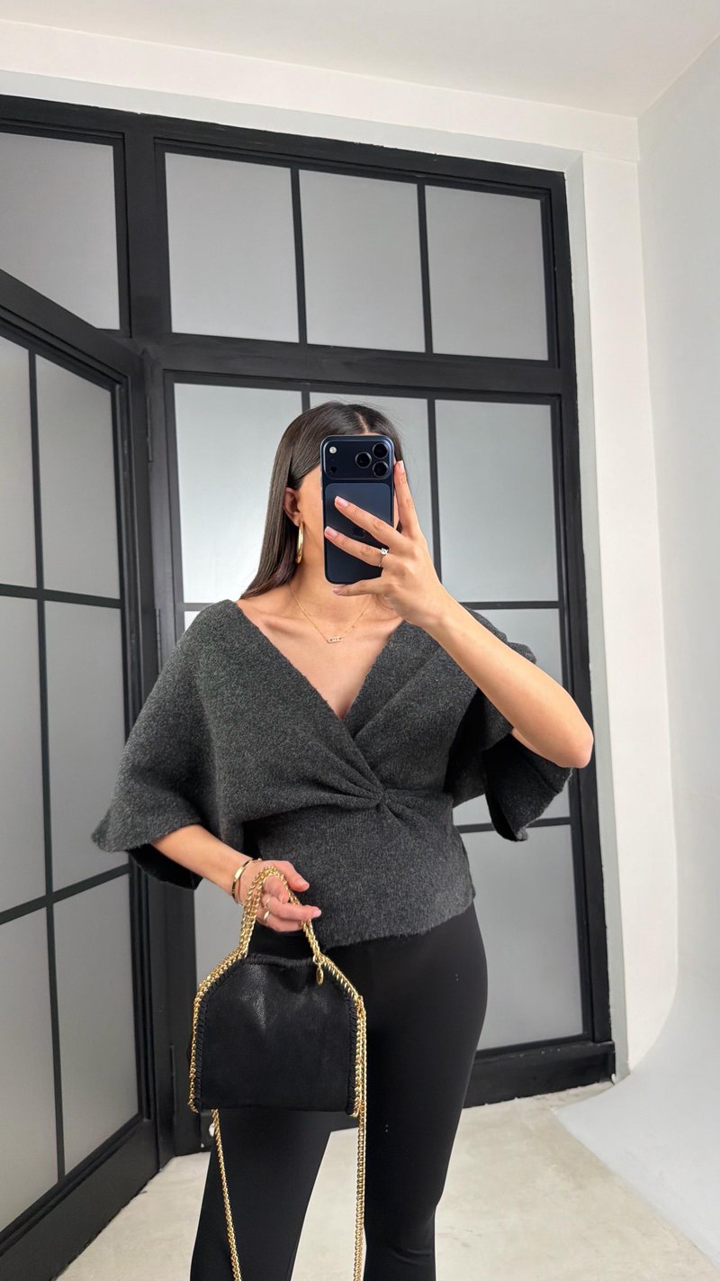 Antrasit Belden Oturtmalı ZR Muadil Triko Kazak GAUS-01178