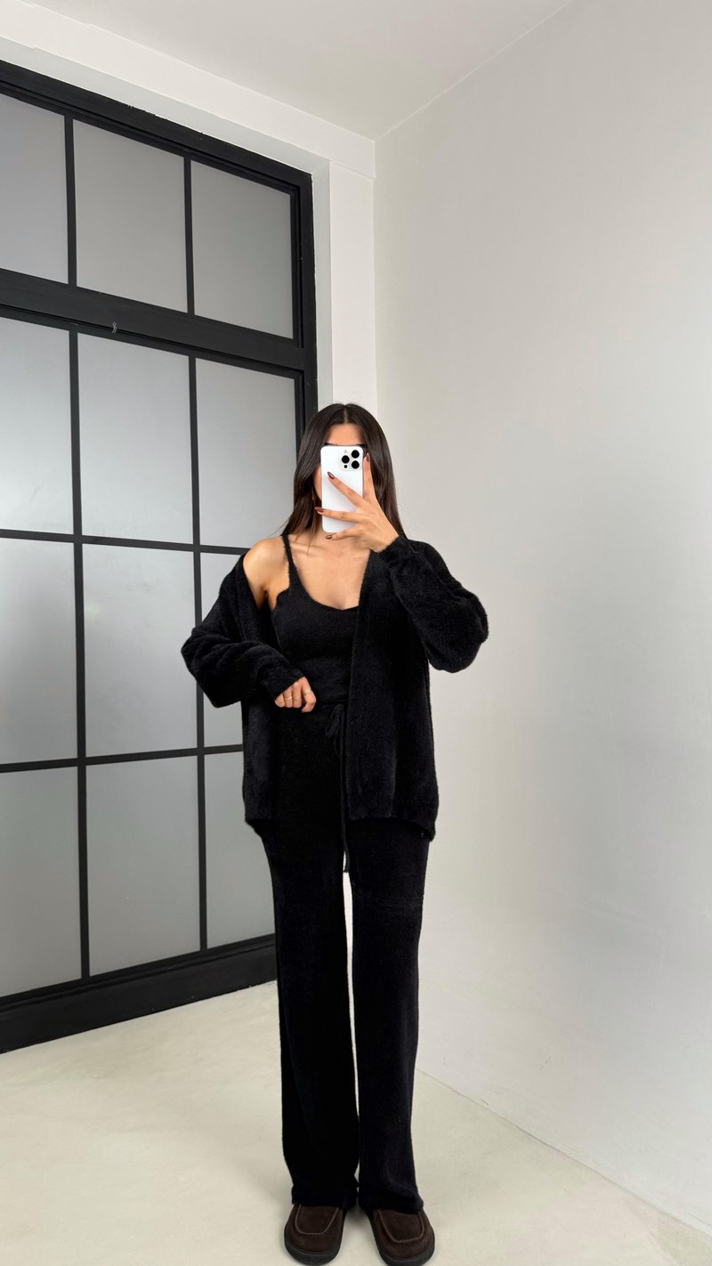 Siyah 3lü Peluş Tüylü Takım GAUS-00441