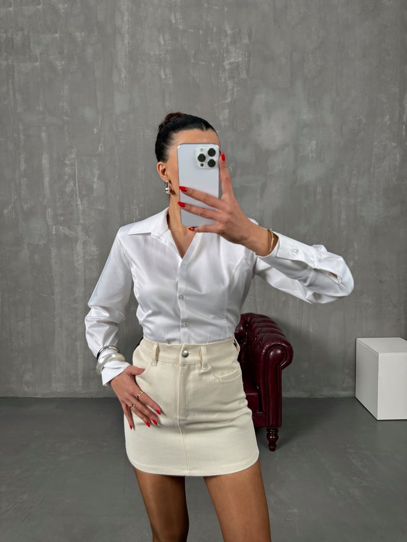 Hapel Ecru Gabardine Skirt 