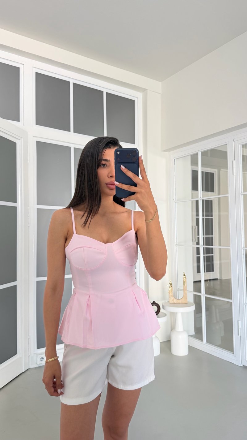 Pembe Ayarlanabilir Askılı Likralı Korse GAUS-01719