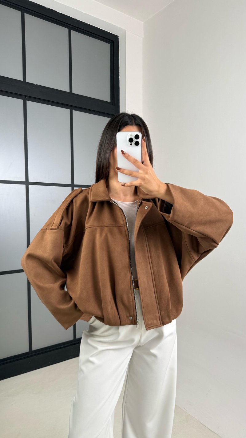 Kahve Süet Premium Bomber Ceket GAUS-0088