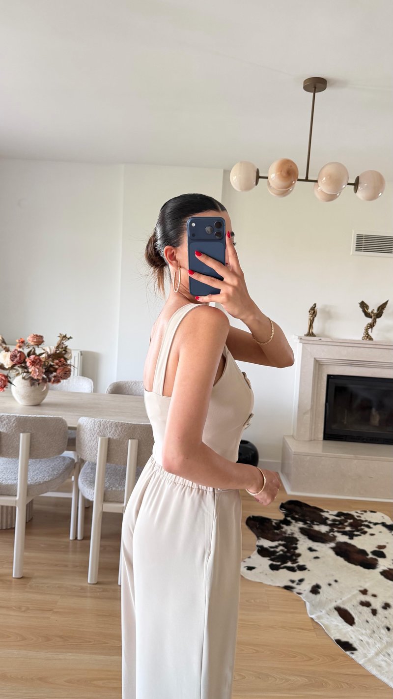 Taş Düğme Detaylı Bluz Pantolon Takım GAUS-01589
