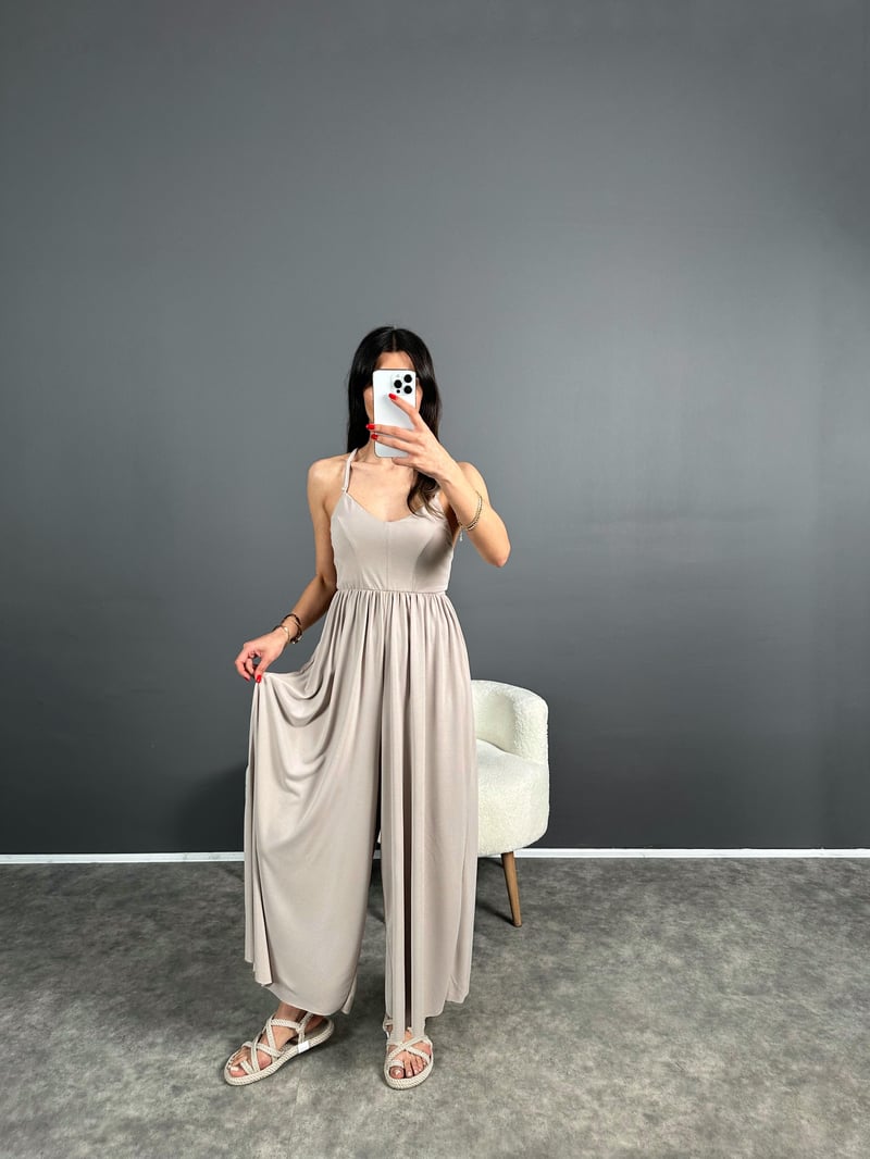Valona Premium Bej Modal Kumaş Tulum