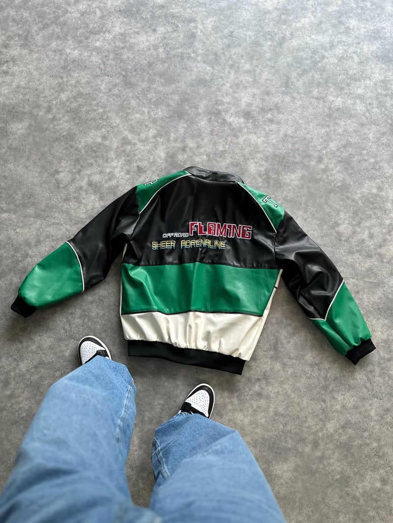 Wang Yeşil Deri Bomber Ceket