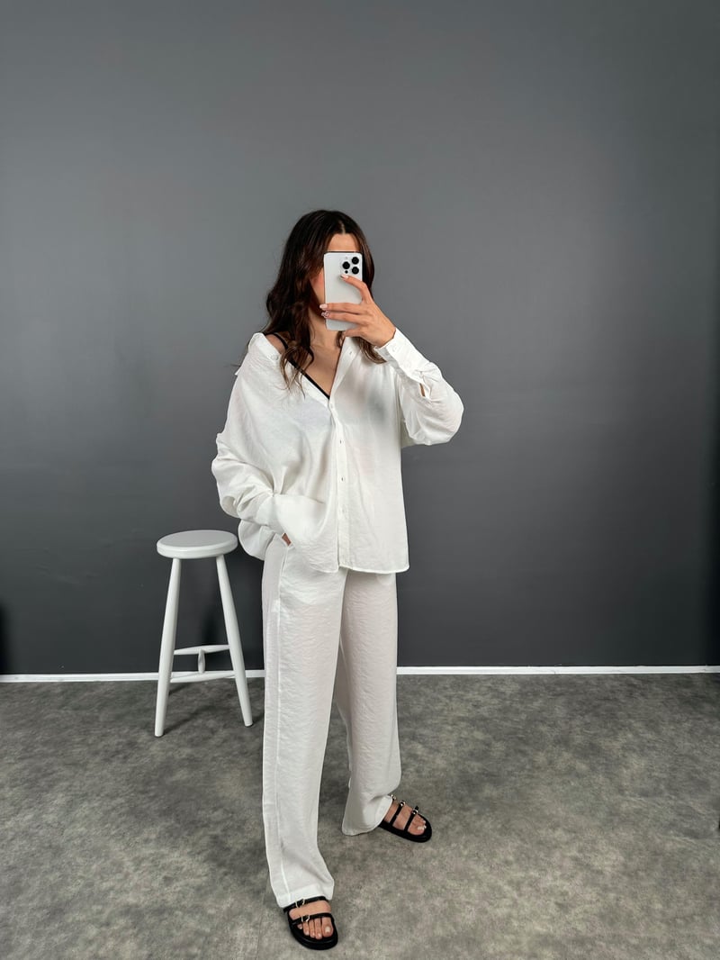 Ahel Beyaz Premium Oversize İkili Takım 
