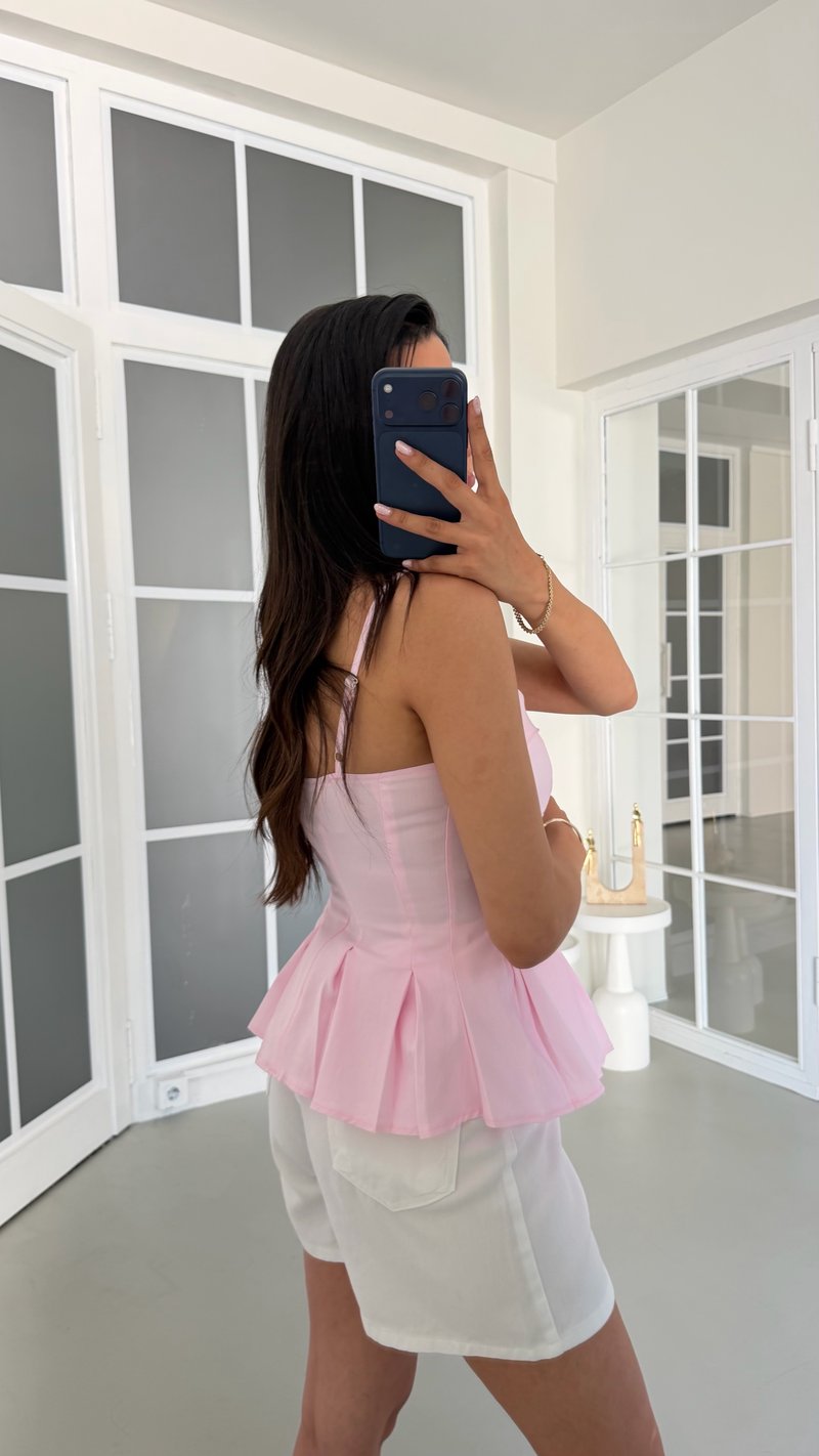 Pembe Ayarlanabilir Askılı Likralı Korse GAUS-01719