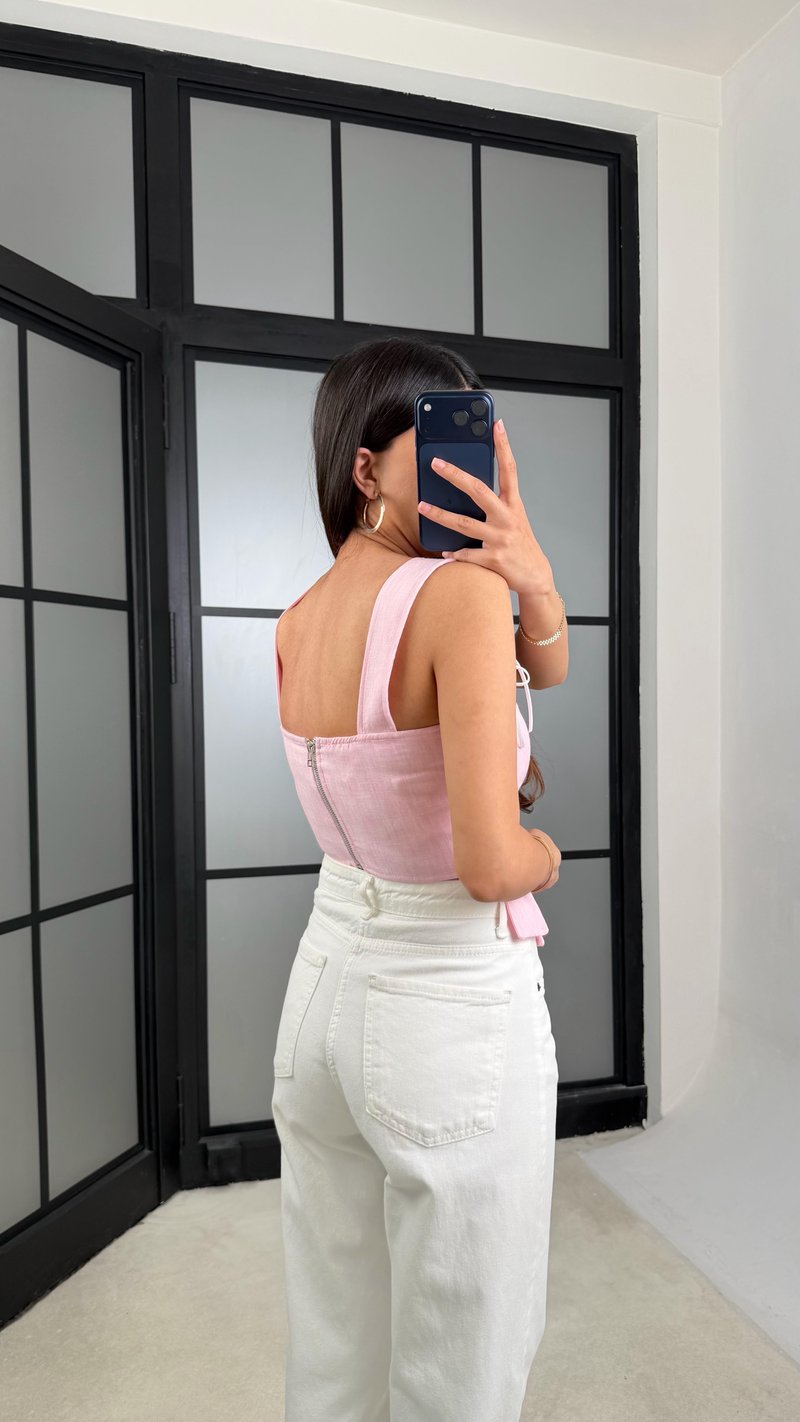 Pembe İp Detaylı Korse GAUS-01426