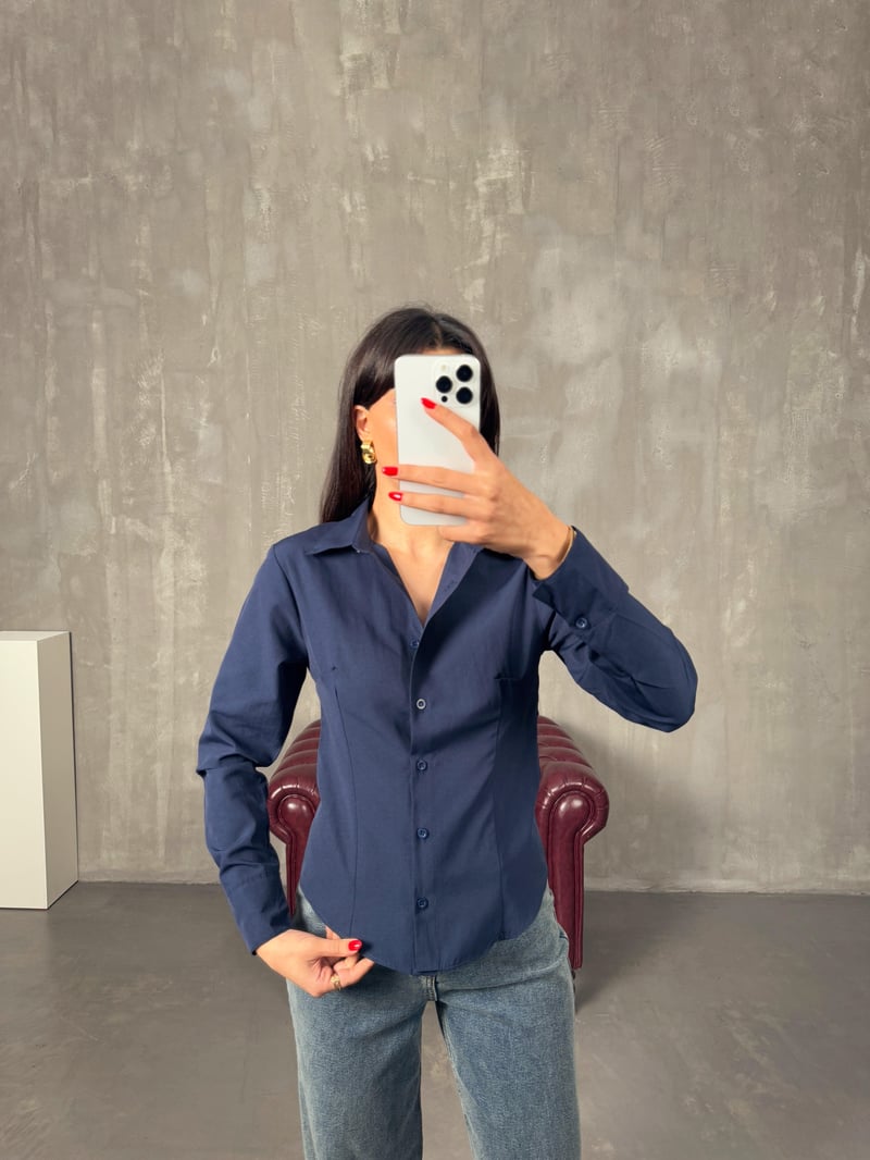 Neval Lacivert Slim Fit Gömlek
