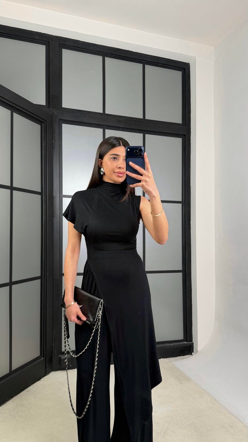 Siyah ZR Model Kaşmir Dokulu Bluz GAUS-01355