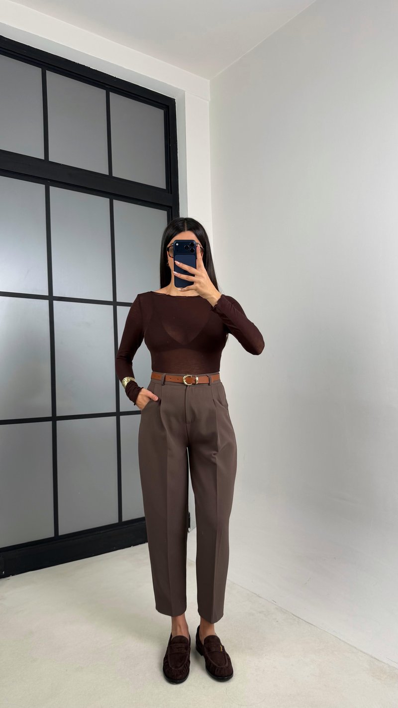 Acı Kahve Kemerli ZR Model Pantolon GAUS-00816