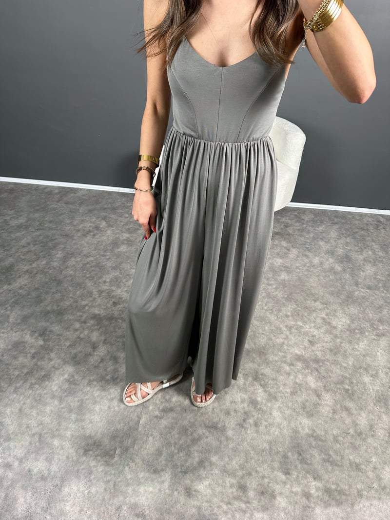 Valona Premium Gri Modal Kumaş Tulum