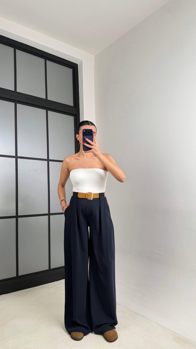 Lacivert Kemerli Tasarım Premium Pantolon GAUS-00993