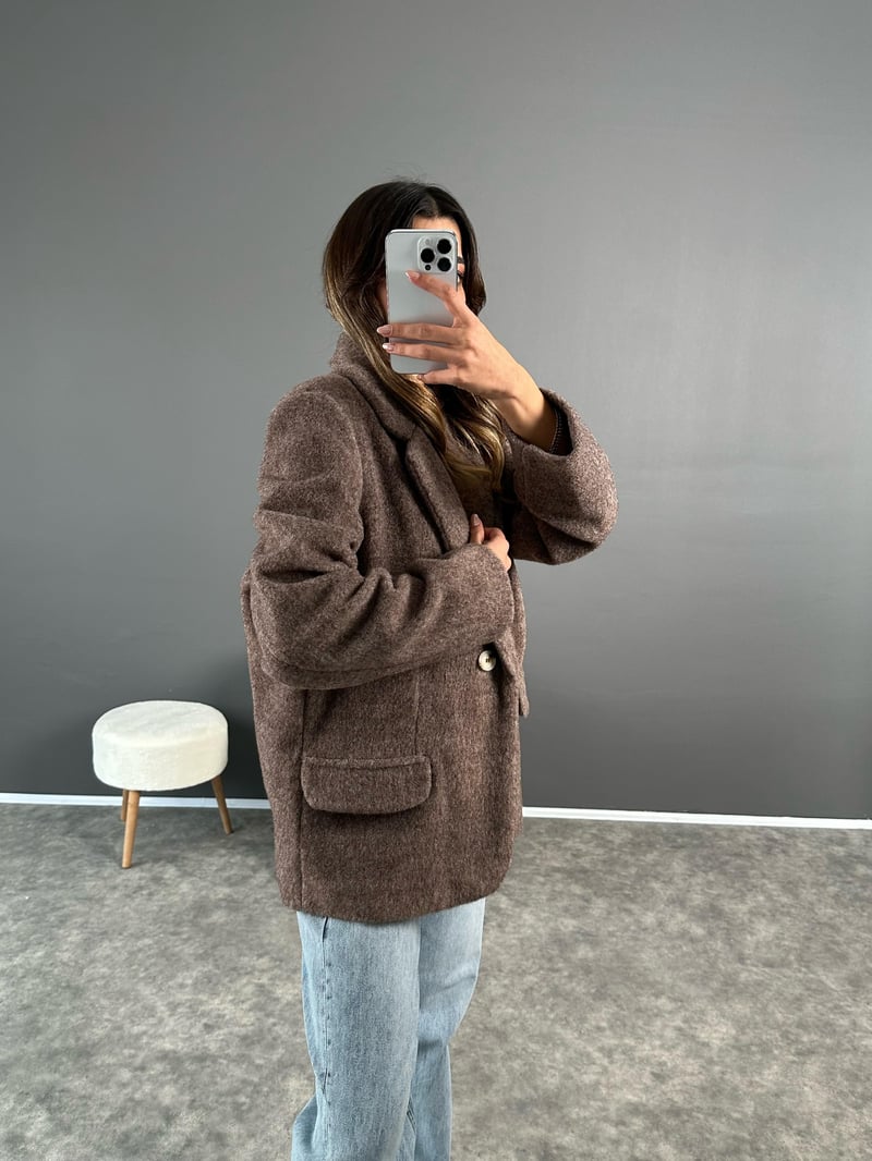 Kahve Premium Yumoş Kaşe Ceket 