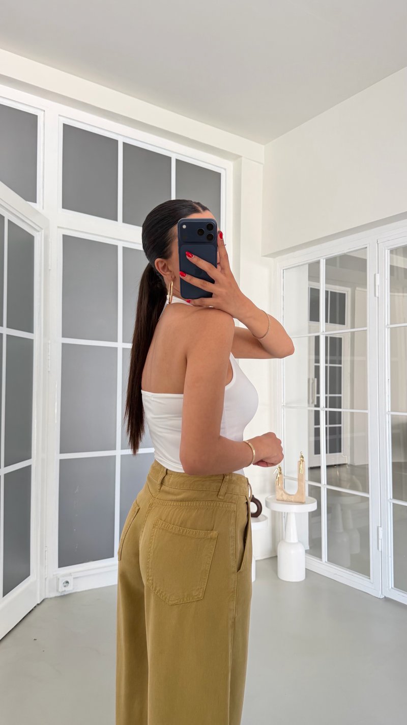 Yağ Yeşili Yıkamalı Tencel Denim Pantolon GAUS-01786