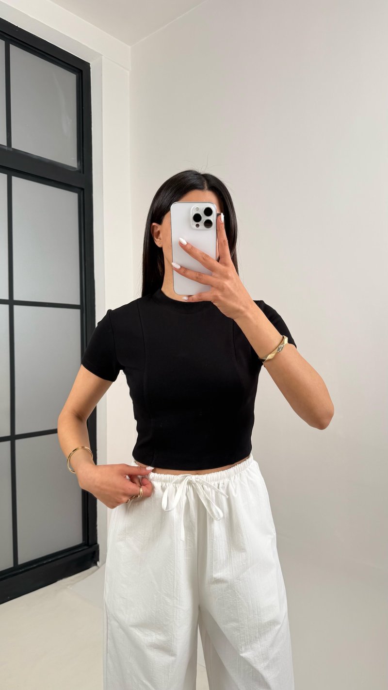 Siyah Kısa Kol MD Muadil Basic Tshirt Gaus00360