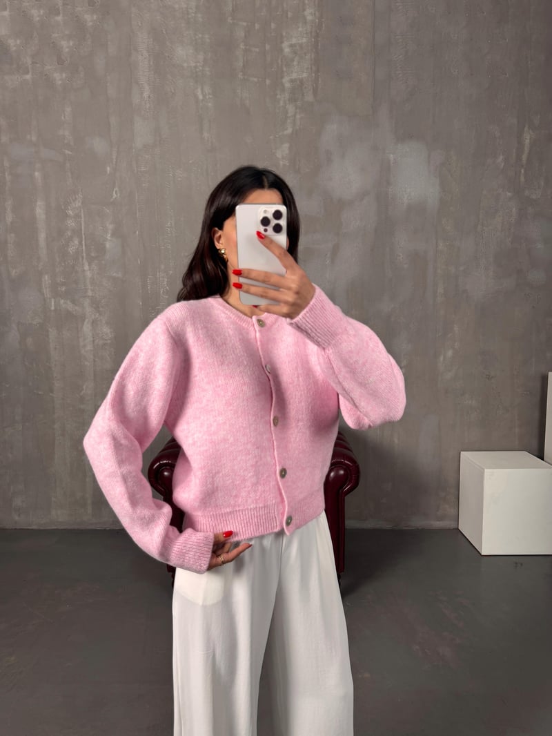 Toms Pembe Düğmeli Yumoş Hırka