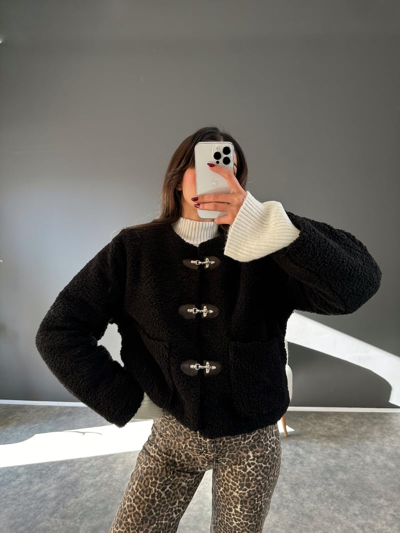 Sua Siyah Astarlı Teddy Mont